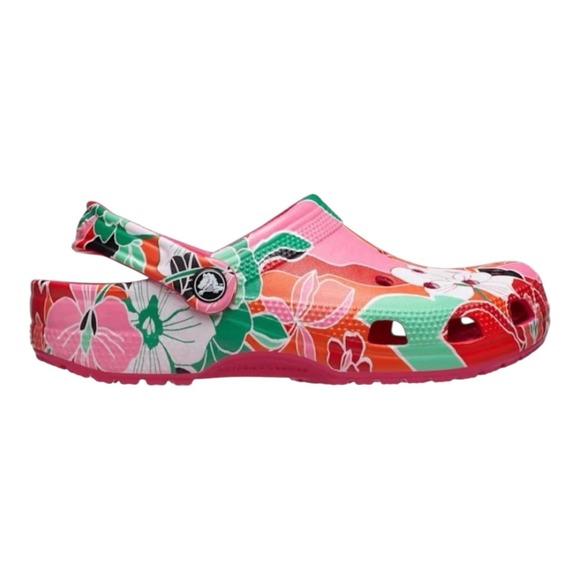 Crocs Classic Woodcut Floral Clogs Women Sz 7 Dragon Fruit Pink Shoes 209839-6ZQ - Picture 3 of 6